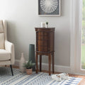 Carved Jewelry Armoire with Drawers - 32.25 - Walnut Brown
