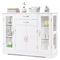 Buffet Storage Cabinet Console Cupboard W/Glass Door Drawers