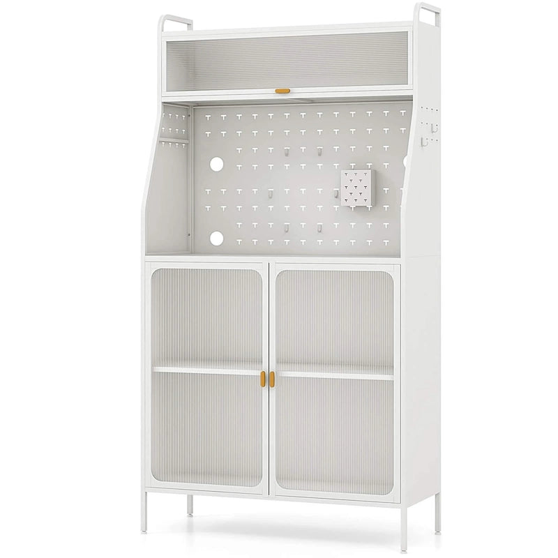 5-tier Metal Kitchen Bakers Rack with Pegboard 8 Hooks