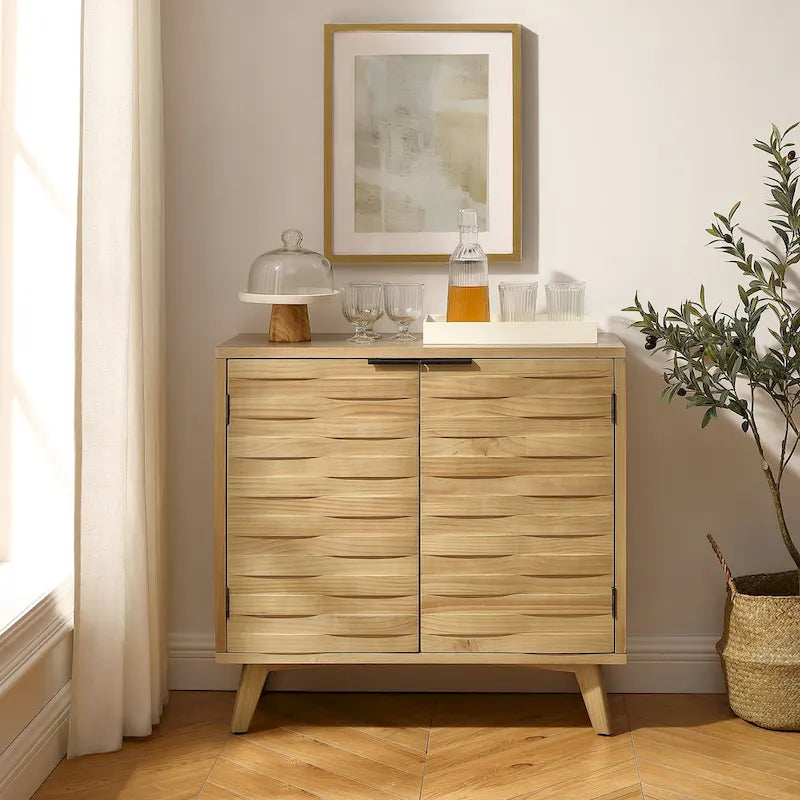 Textured Wood Sideboard Cabinet with Storage