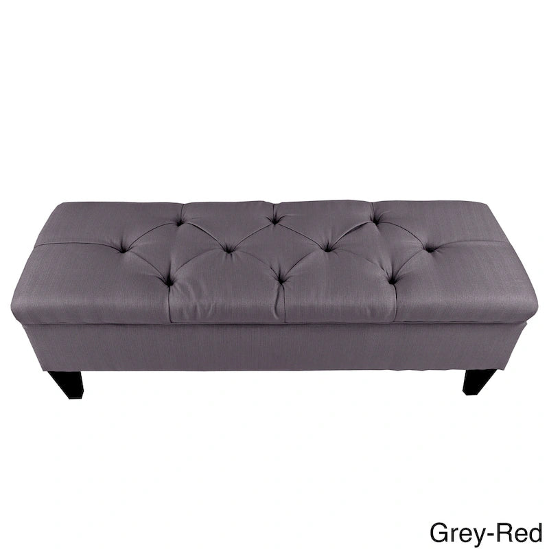 Diamond Tufted Upholstered Long Storage Bench Ottoman