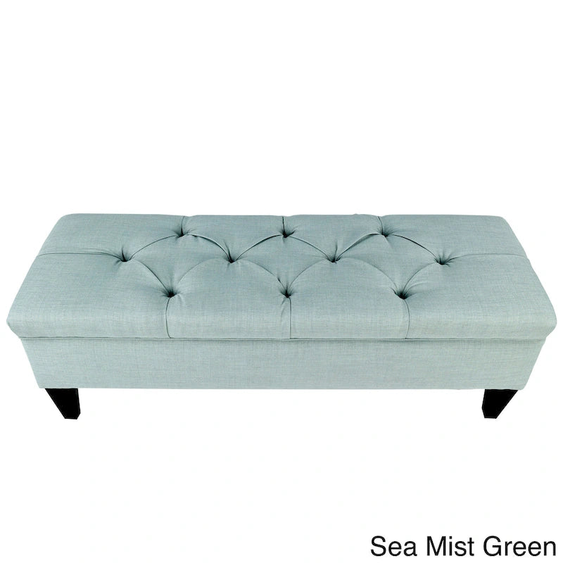 Diamond Tufted Upholstered Long Storage Bench Ottoman