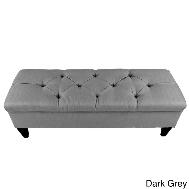 Diamond Tufted Upholstered Long Storage Bench Ottoman