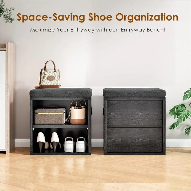 Shoe Bench for Entryway - 15D x 11W x 16H