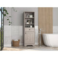 Linen Cabinet with Drawer, 3 Open Shelves, and Single Door Cabinet