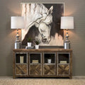 Ayers 4-Door Reclaimed Railroad Tie Wood with Clear Glass Sideboard