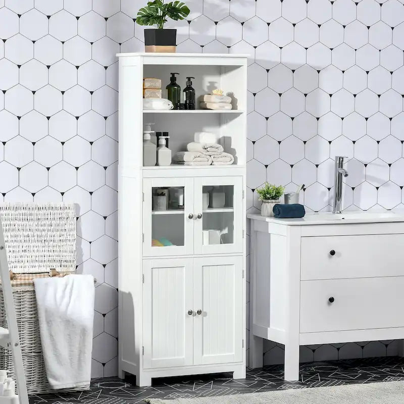 63 Buffet with Hutch, Kitchen Pantry, Freestanding Storage Cabinet