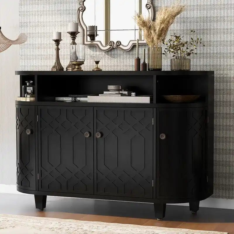 48W Storage Cabinet with Four Doors and Adjustable Shelves
