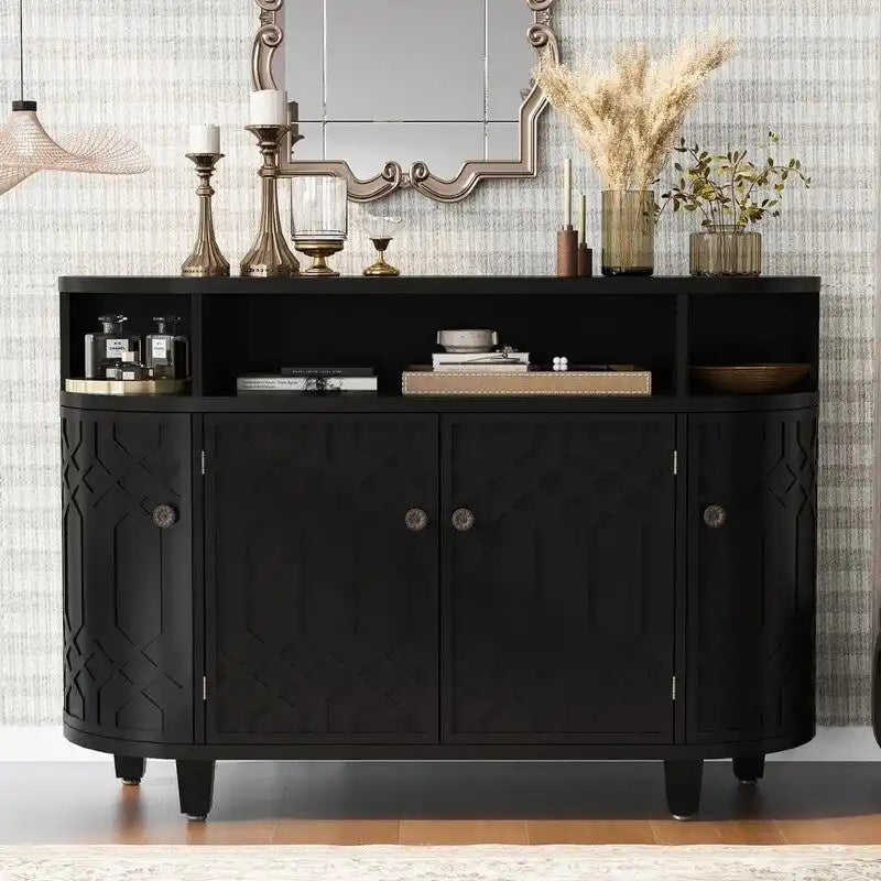 48W Storage Cabinet with Four Doors and Adjustable Shelves