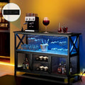 55 Wine Bar Cabinet Industrial Coffee Bar Cabinet - 55.1L x 15.7W x 33.4H