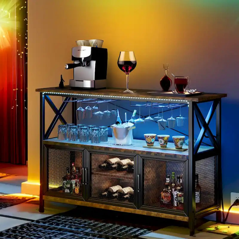 55 Szafka Barowa na Wino w Stylu Industrialnym - 140 cm dł. x 40 cm szer. x 85 cm wys.