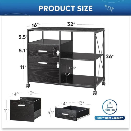2 Drawer Lateral File Cabinet - 16D x 32W x 26H