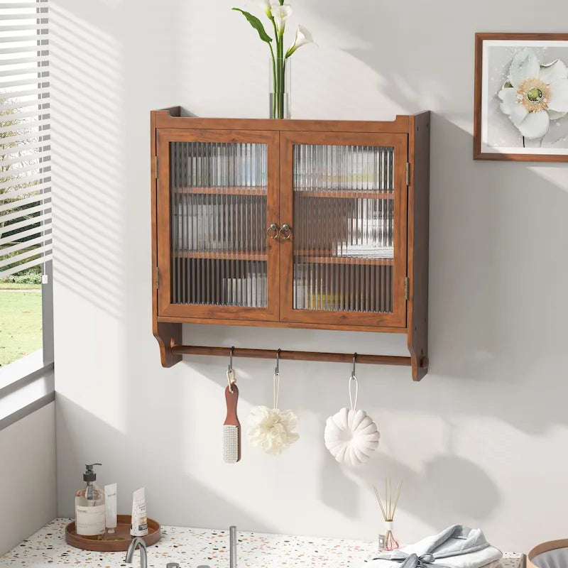 24.8Glass Door Vintage Double Door Wall Cabinet