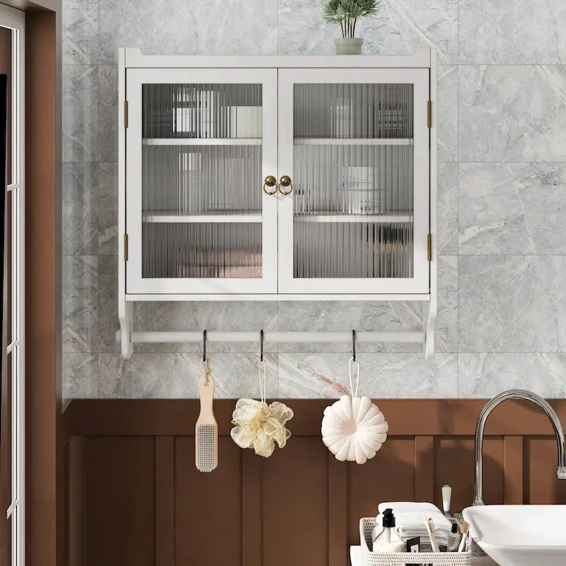 24.8Glass Door Vintage Double Door Wall Cabinet