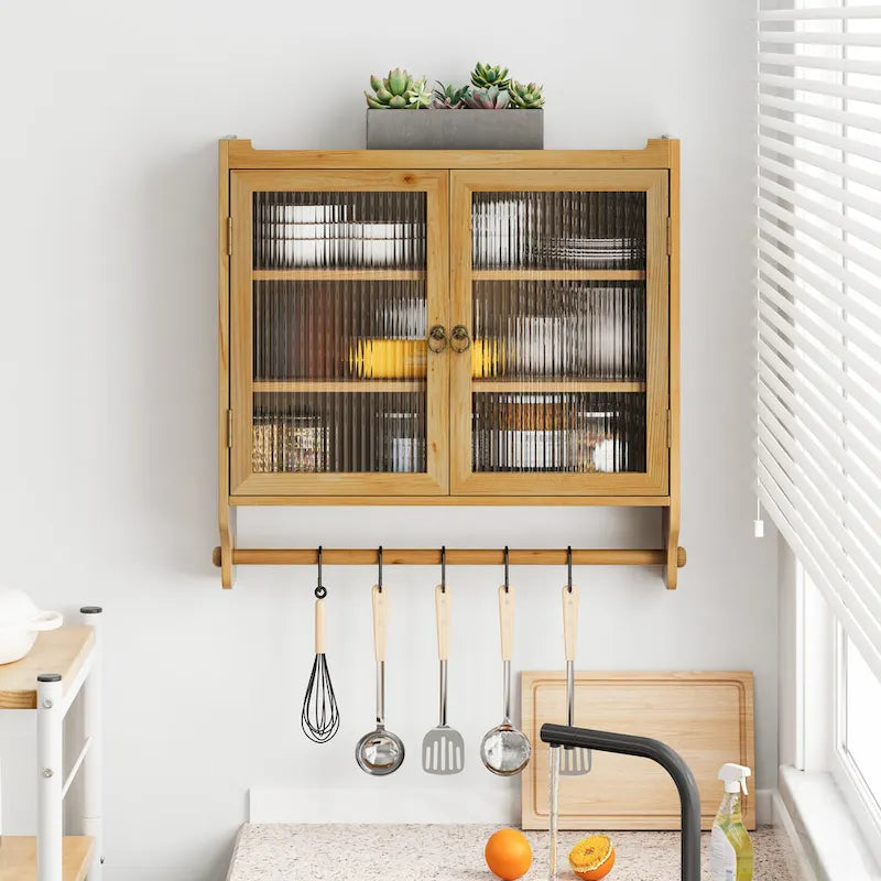 24.8Glass Door Vintage Double Door Wall Cabinet