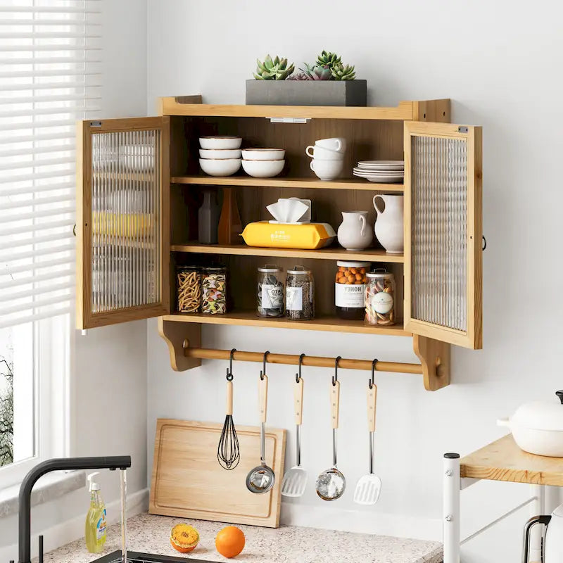 24.8Glass Door Vintage Double Door Wall Cabinet