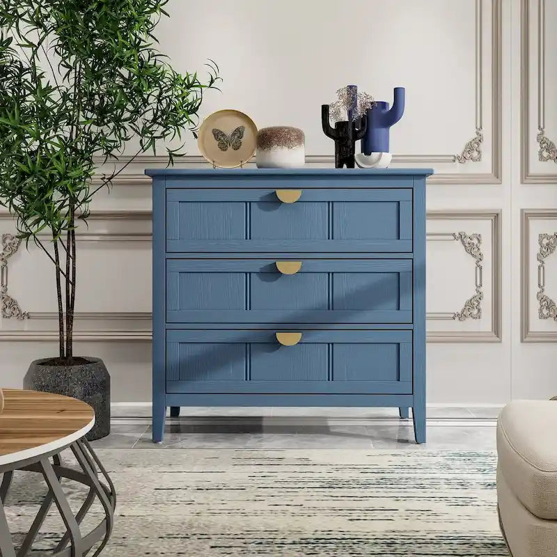 Blue 30.31 in. H Storage Cabinet with 3 Drawer and Anti-slip mats - 31.50 x 14.96