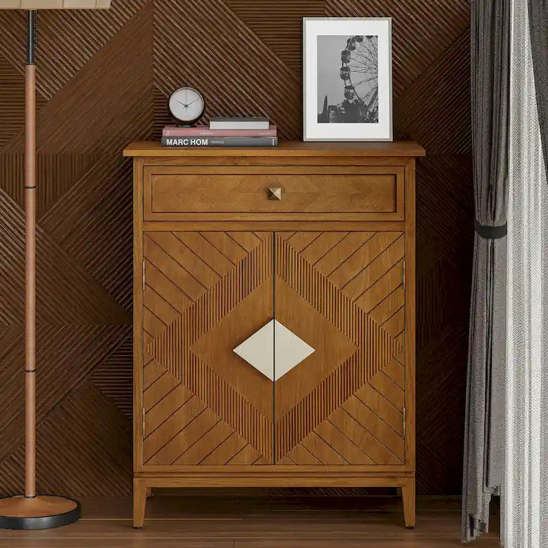 Farmhouse Storage Cabinet Accent Sideboard Wood Buffet Cabinet with 2-Door and 1 Drawer